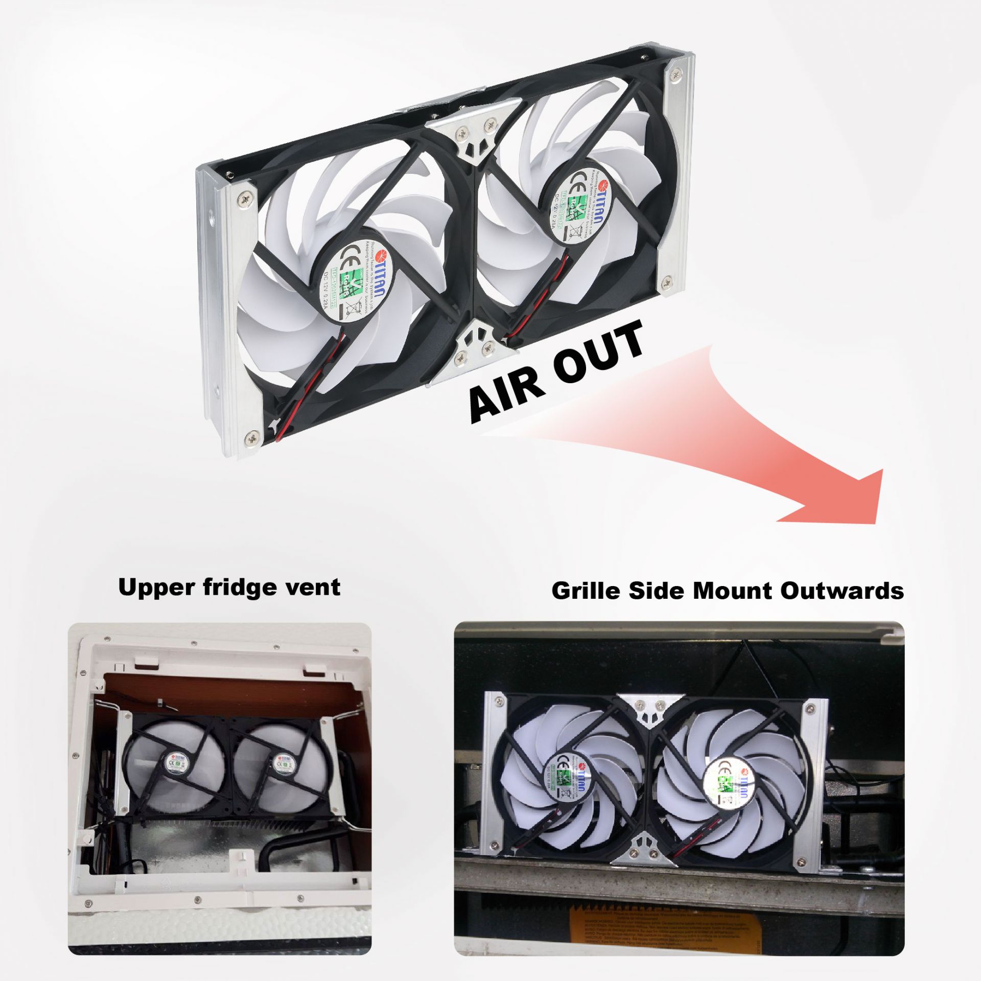 Can I install TITAN RV fan inside my RV fridge inside fo the cooling